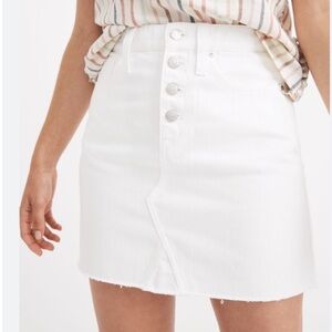 Madewell White Button-Down Mini Skirt